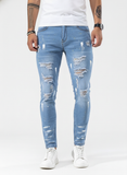 Men Cotton Ripped Frayed Skinny Jeans