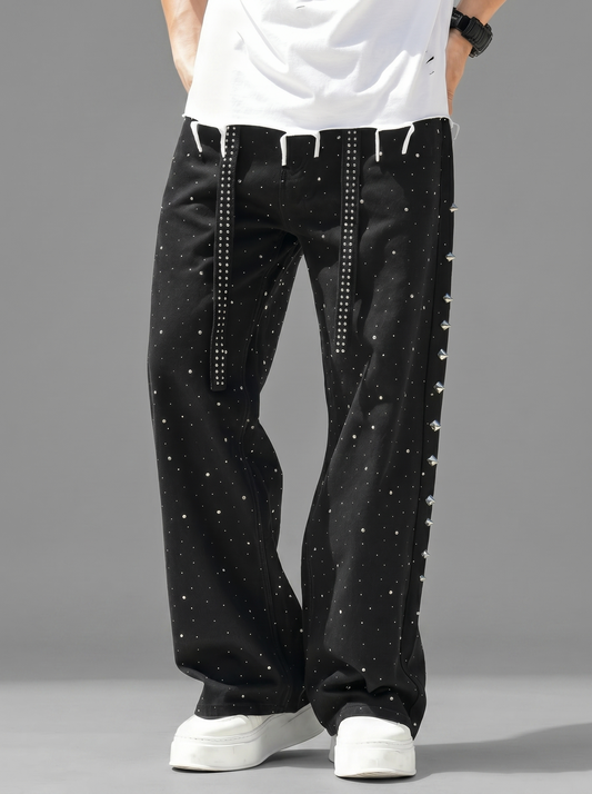 Rhinestone Star Oversized Straight Leg Jeans