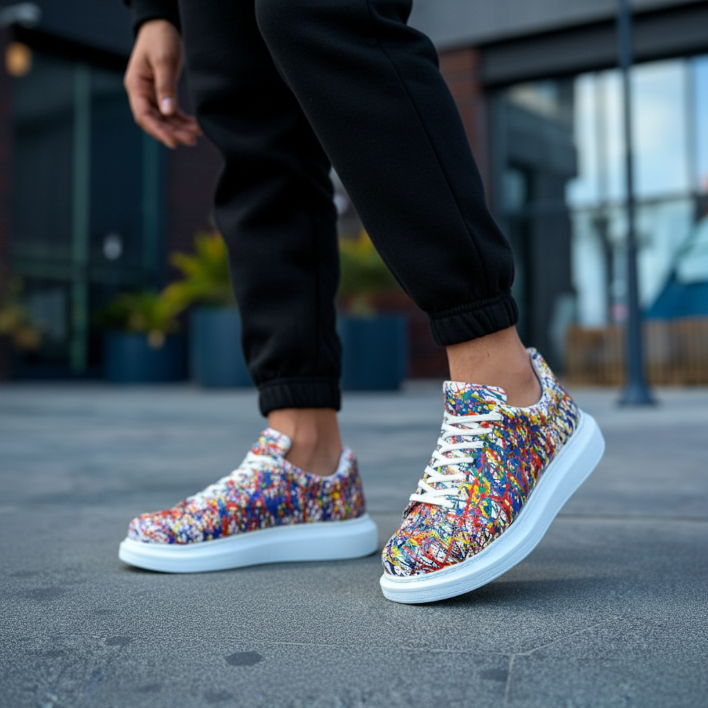 Customized Hand-painted Oversized Fashion Multicolor Sneakers for