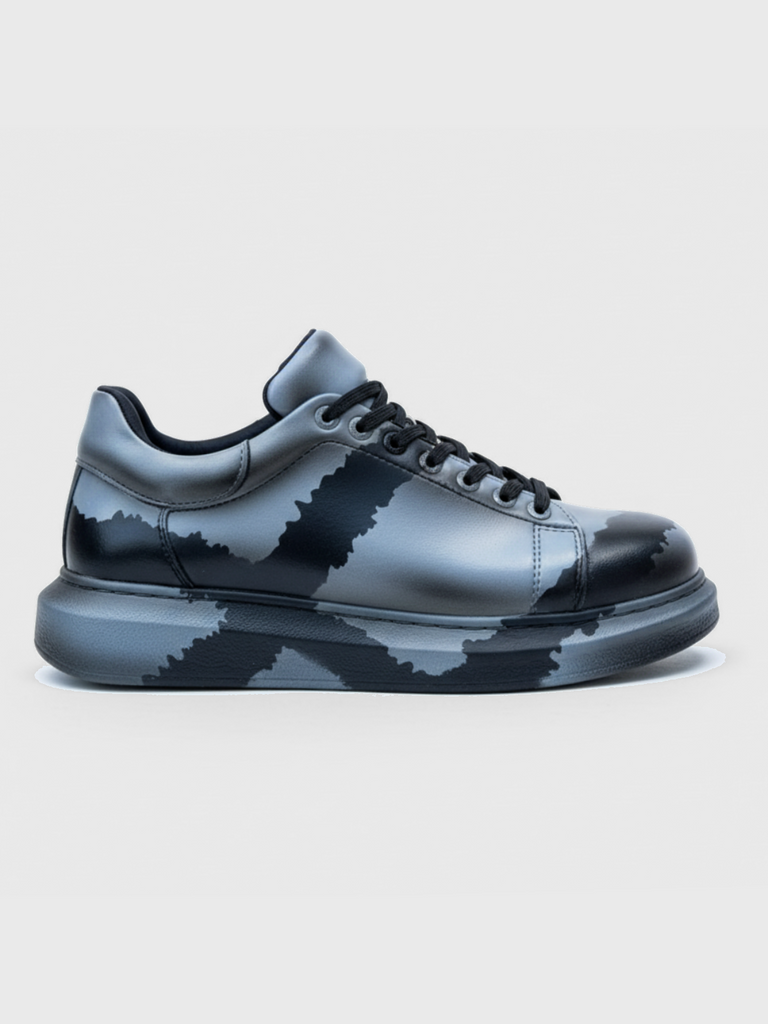 Custom Sneakers Gray and Black Hand-Painted Design with  display picture 1