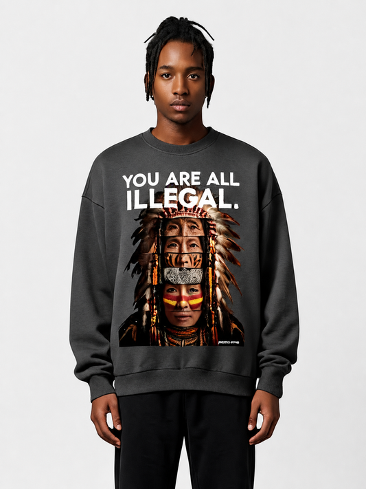 You Are All Illegal oversized sweatshirt by Apollo Moda, main product view